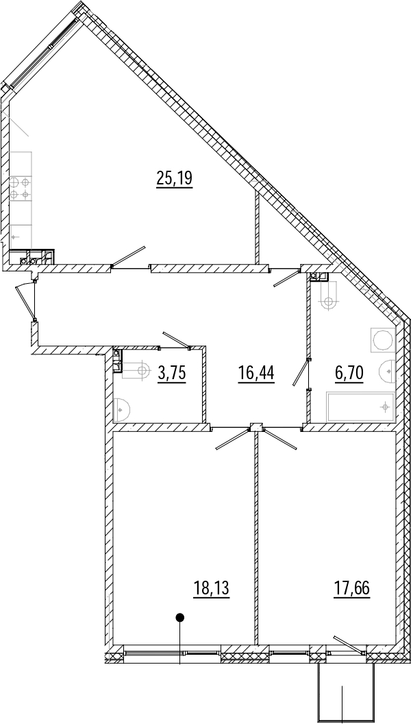 Планировка — Мануфактура, 2-комн., 89 м²