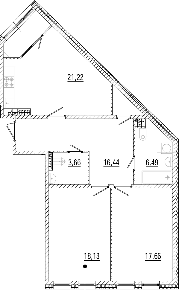 Планировка — Мануфактура, 2-комн., 85 м²