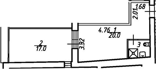 Планировка — Майков 4А, Студия, 23 м²
