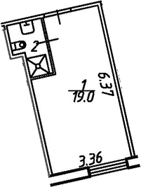 Планировка — Майков 4А, Студия, 22 м²