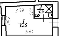Планировка — Майков 4А, Студия, 19 м²