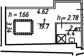 Планировка — Майков 4А, Студия, 24 м²