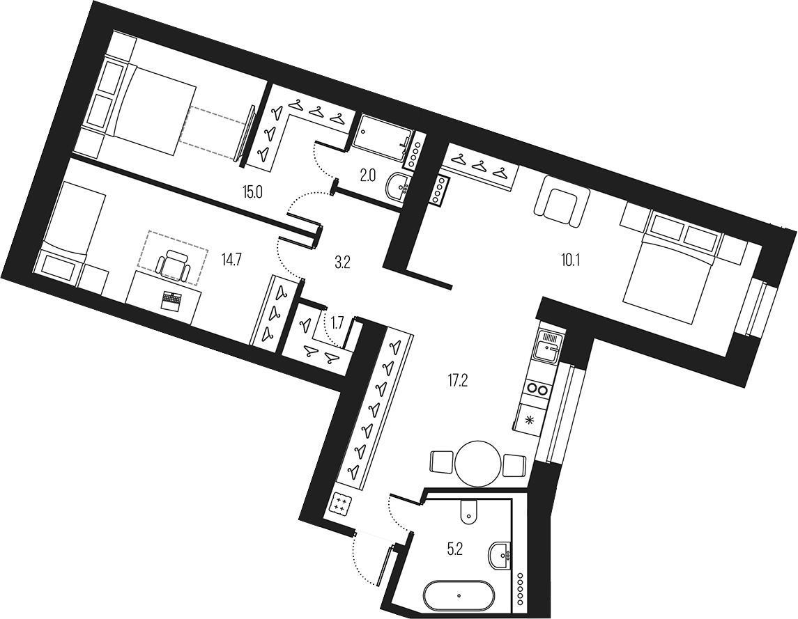 Планировка — Проект 6/3, 4-комн., 69 м²