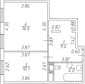 Планировка — Апарт-отель Начало, 1-комн., 40 м²