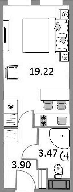 Планировка — Апарт-отель Начало, Студия, 26 м²
