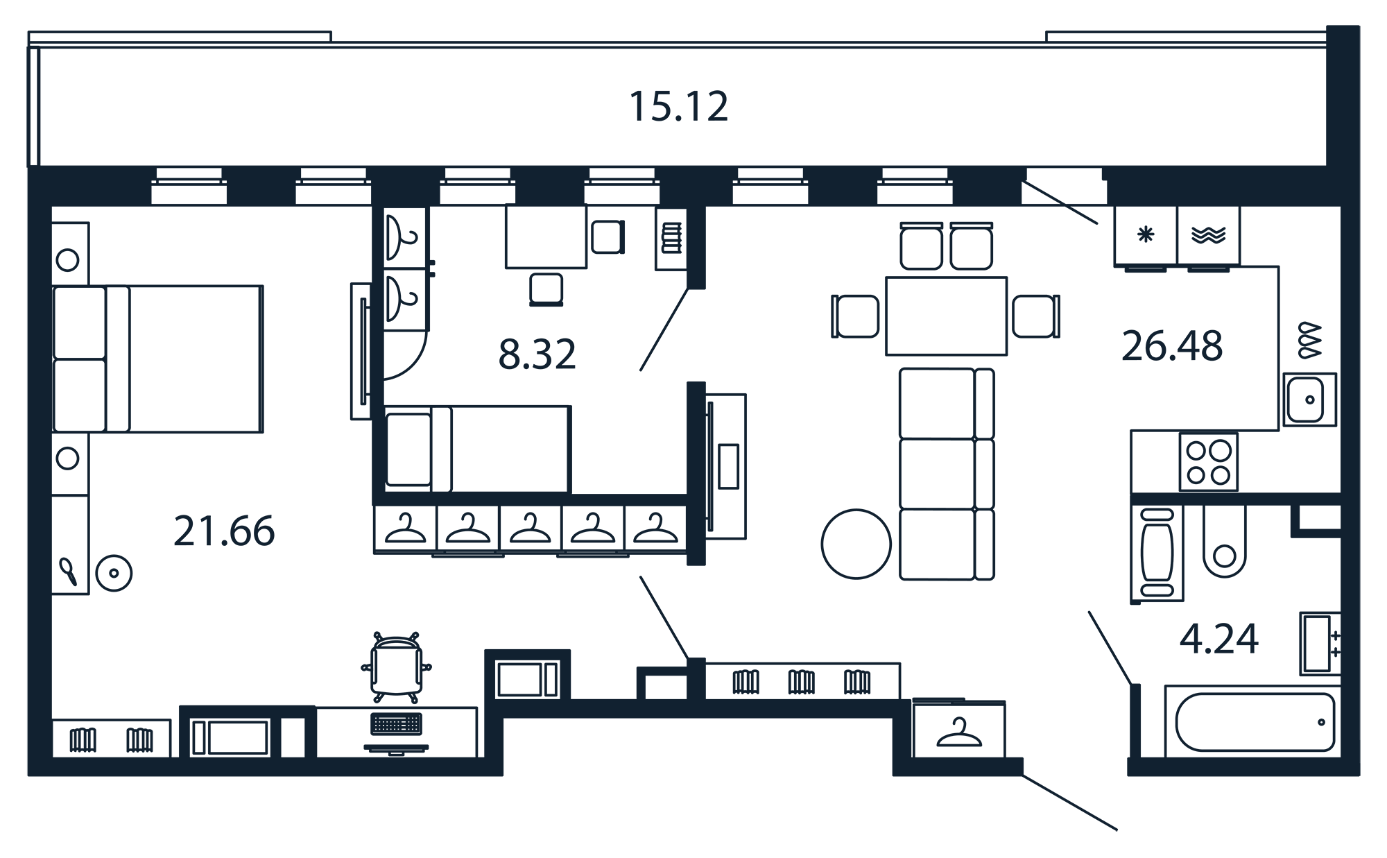 Планировка — Полис Приморский 2, 3-комн., 60 м²