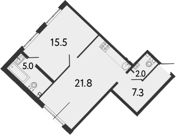 Планировка — МИРЪ, 2-комн., 52 м²