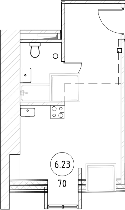 Планировка — Тележная 21-29, 1-комн., 35 м²