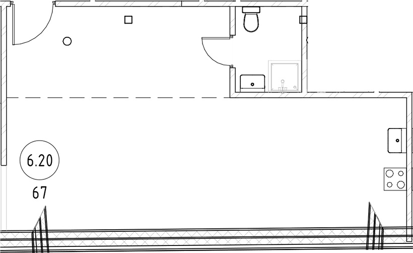 Планировка — Тележная 21-29, 1-комн., 74 м²