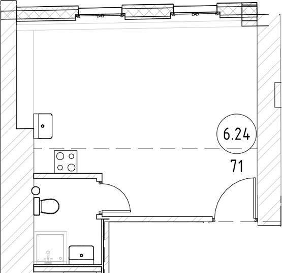 Планировка — Тележная 21-29, 1-комн., 42 м²
