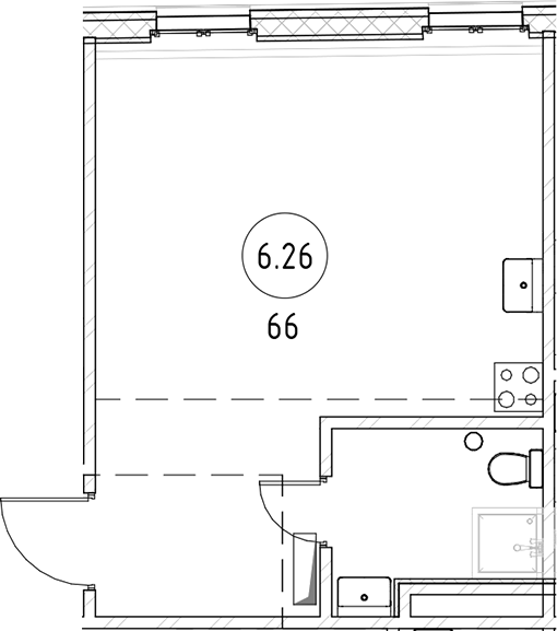 Планировка — Тележная 21-29, 1-комн., 46 м²
