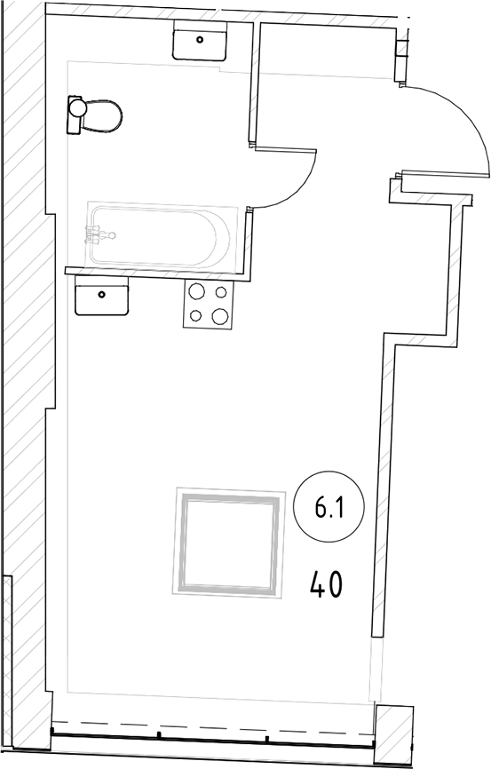 Планировка — Тележная 21-29, 1-комн., 36 м²