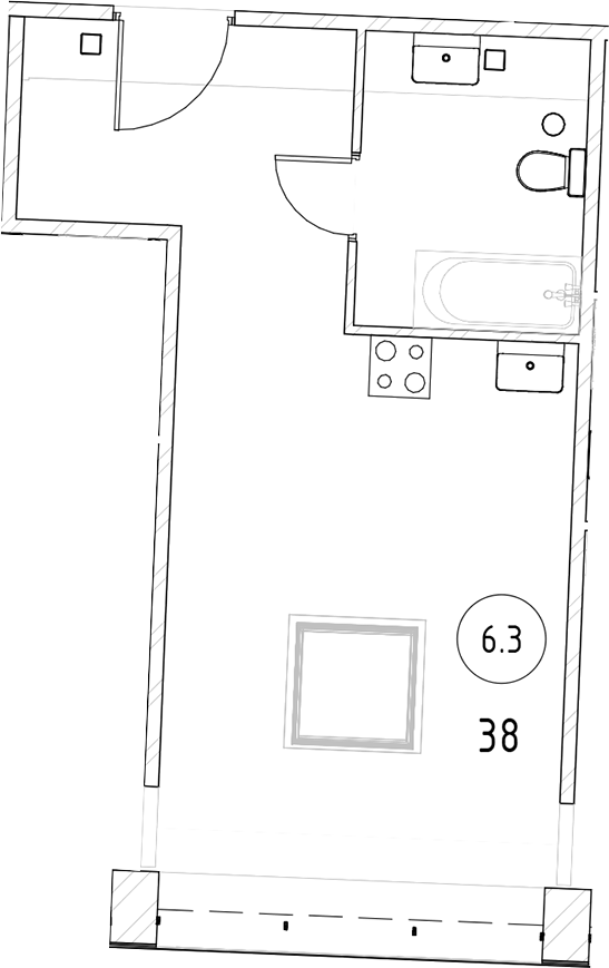 Планировка — Тележная 21-29, 1-комн., 33 м²