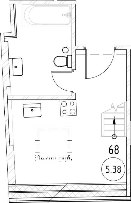 Планировка — Тележная 21-29, 1-комн., 31 м²