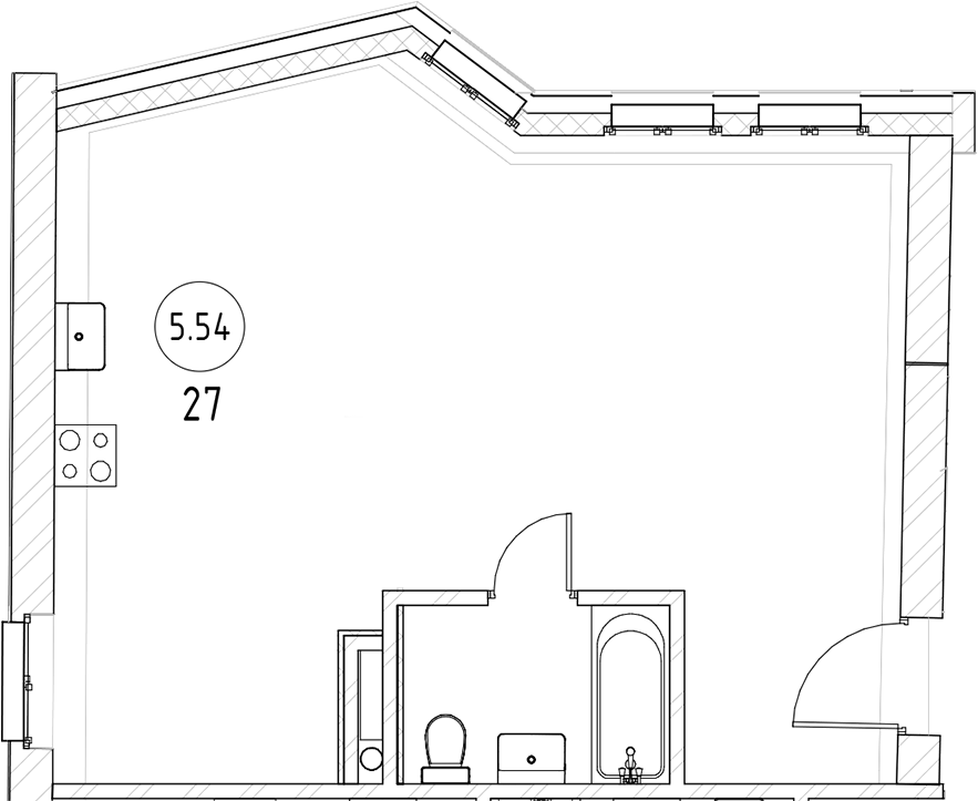 Планировка — Тележная 21-29, 1-комн., 46 м²