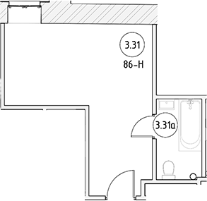 Планировка — Апартаменты на Большом Казачьем 10А, Студия, 23 м²