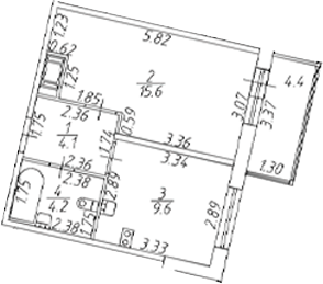 Планировка — Полис ЛАВрики, 1-комн., 34 м²