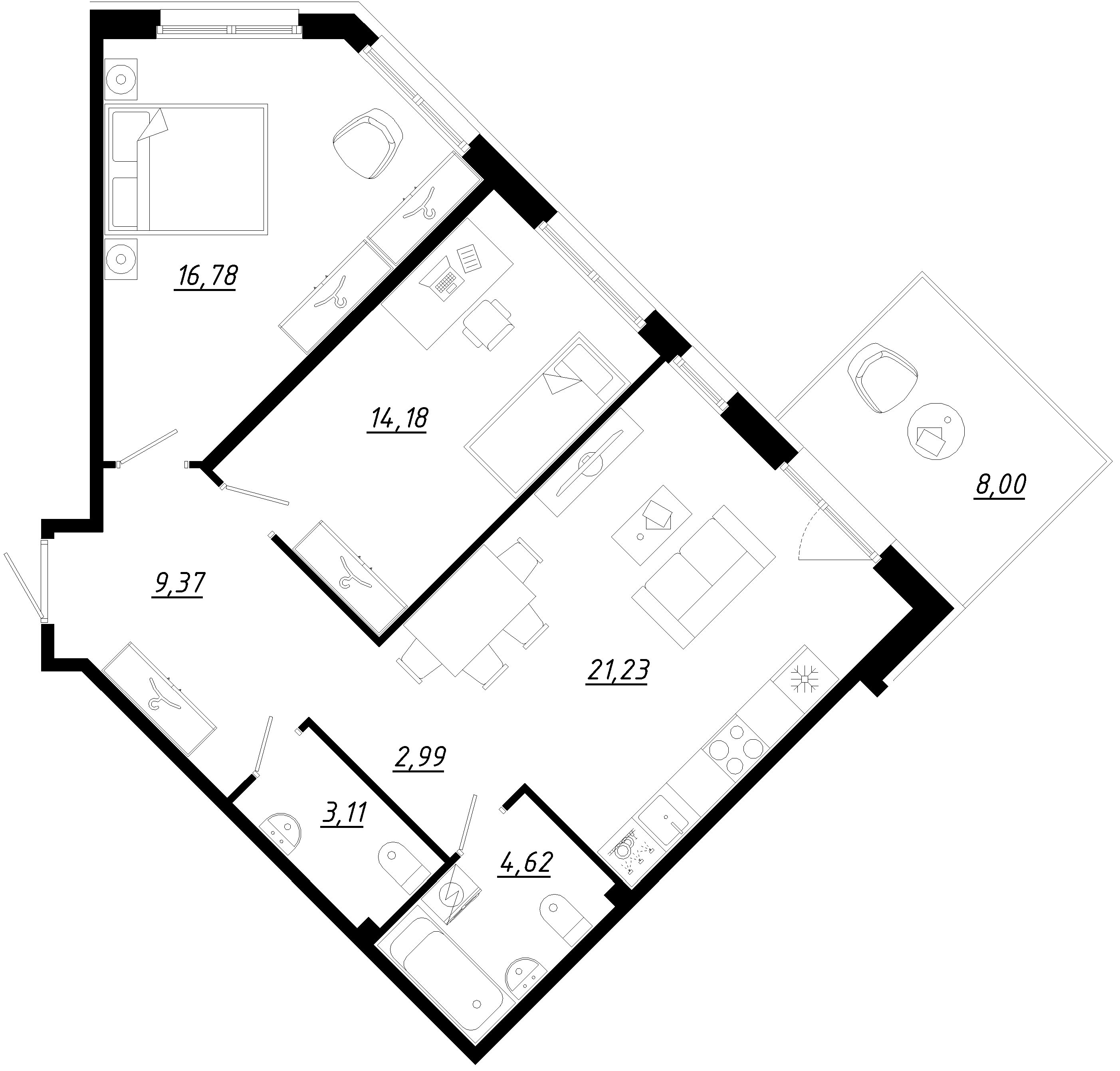 Планировка — Счастье 2.0, 3-комн., 72 м²