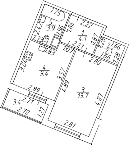 Планировка — Полис ЛАВрики, 1-комн., 33 м²