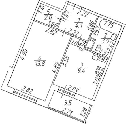 Планировка — Полис ЛАВрики, 1-комн., 33 м²