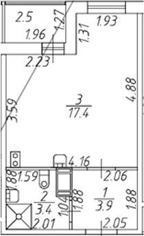 Планировка — Полис ЛАВрики, Студия, 25 м²