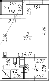 Планировка — Полис ЛАВрики, Студия, 25 м²