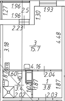 Планировка — Полис ЛАВрики, Студия, 23 м²