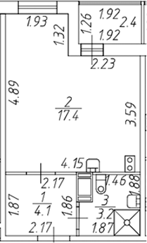 Планировка — Полис ЛАВрики, Студия, 25 м²
