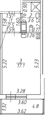 Планировка — Полис ЛАВрики, Студия, 23 м²