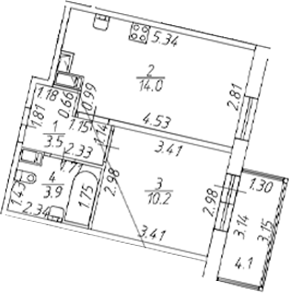 Планировка — Полис ЛАВрики, 2-комн., 32 м²