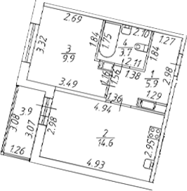 Планировка — Полис ЛАВрики, 2-комн., 34 м²