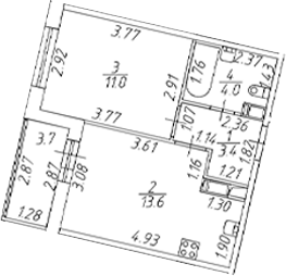 Планировка — Полис ЛАВрики, 2-комн., 32 м²
