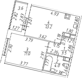 Планировка — Полис ЛАВрики, 2-комн., 32 м²