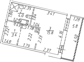 Планировка — Полис ЛАВрики, Студия, 23 м²
