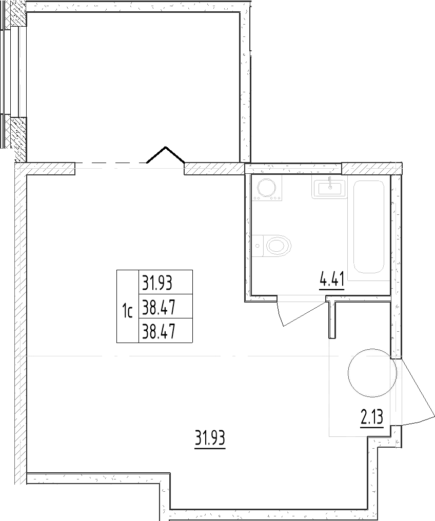 Планировка — Зум Черная Речка, Студия, 38 м²