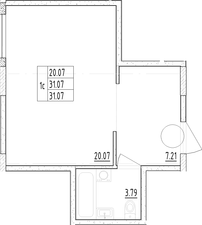 Планировка — Зум Черная Речка, Студия, 31 м²