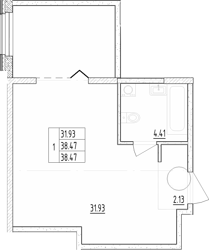 Планировка — Зум Черная Речка, Студия, 38 м²