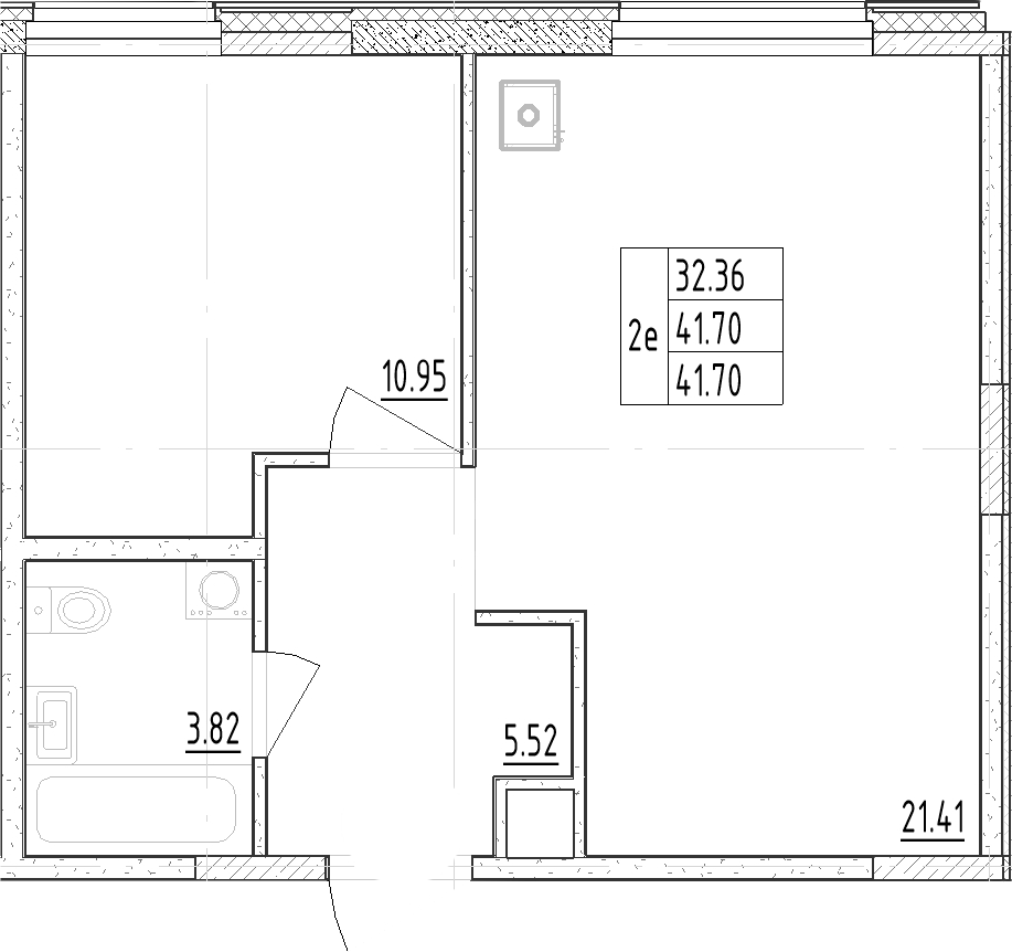 Планировка — Зум Черная Речка, 2-комн., 42 м²