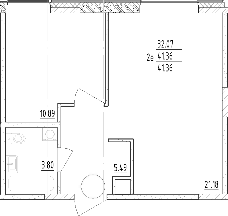 Планировка — Зум Черная Речка, 2-комн., 41 м²
