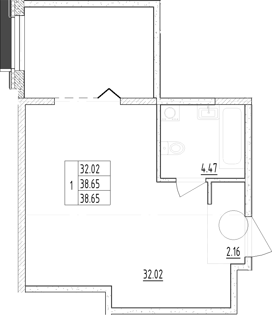 Планировка — Зум Черная Речка, Студия, 39 м²