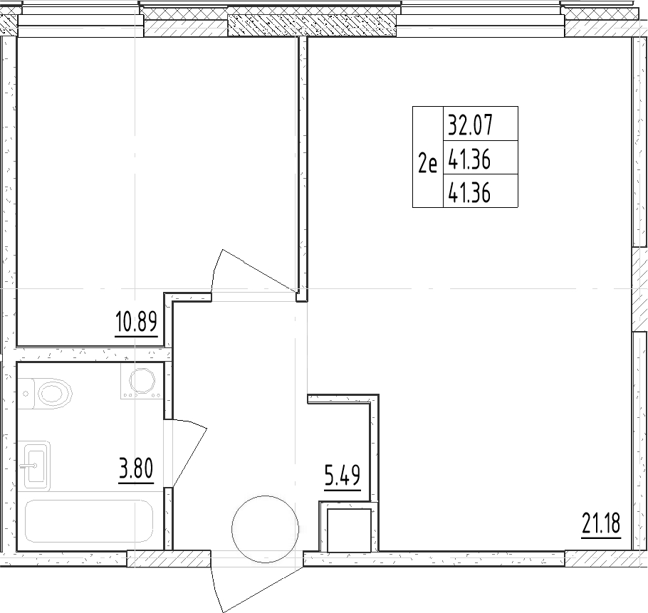 Планировка — Зум Черная Речка, 2-комн., 41 м²