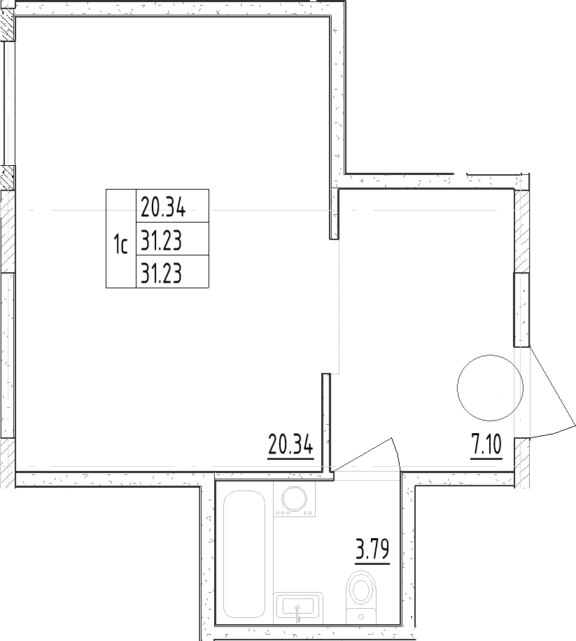 Планировка — Зум Черная Речка, Студия, 31 м²