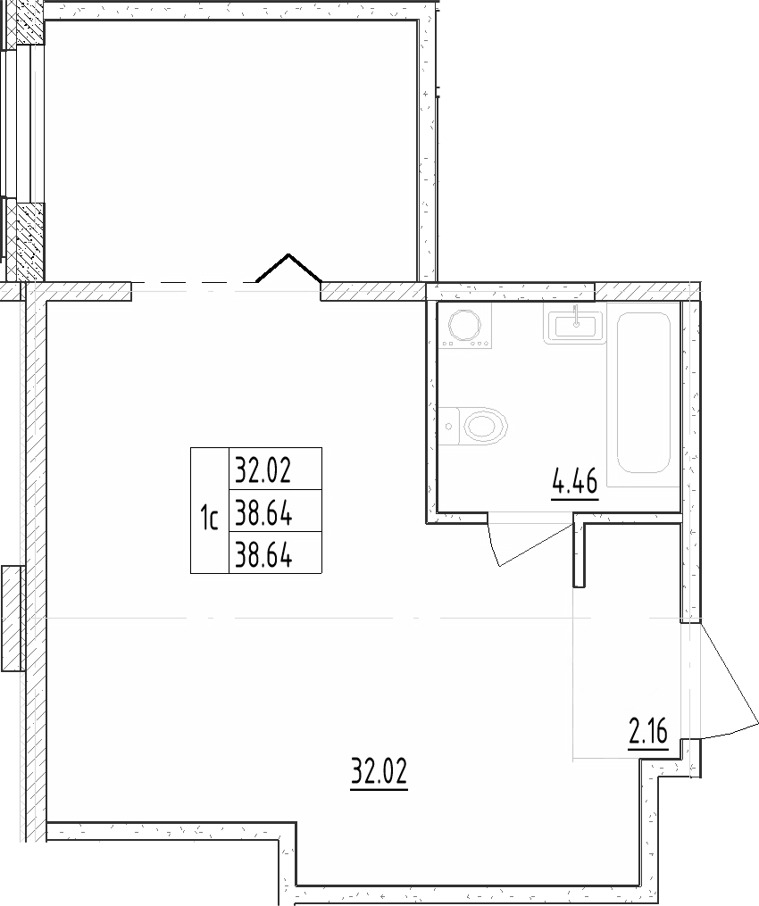 Планировка — Зум Черная Речка, Студия, 39 м²