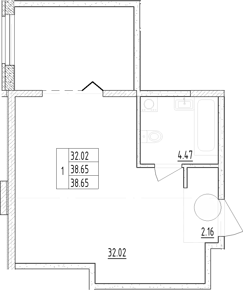 Планировка — Зум Черная Речка, Студия, 39 м²