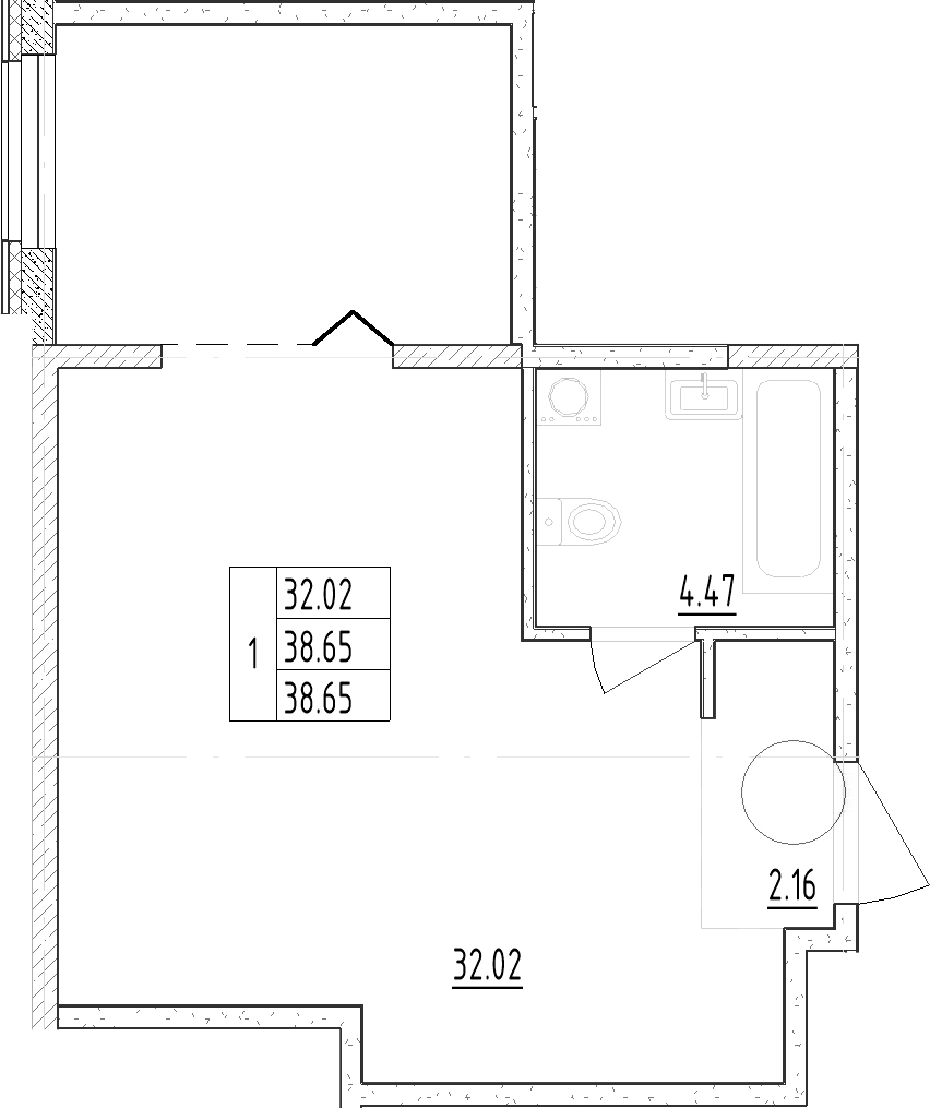 Планировка — Зум Черная Речка, Студия, 39 м²