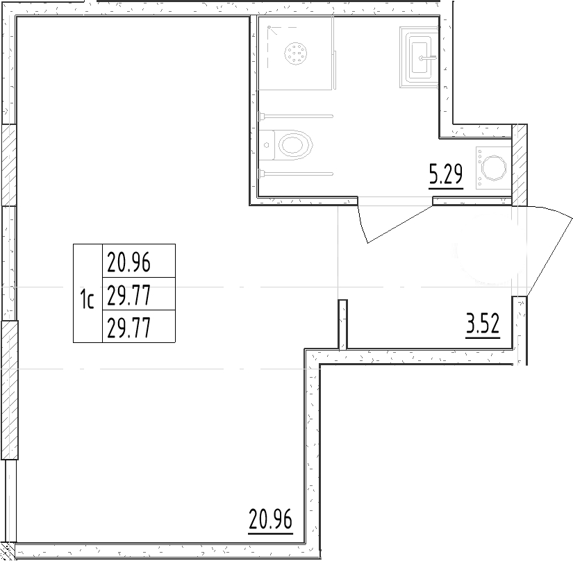 Планировка — Зум Черная Речка, Студия, 30 м²