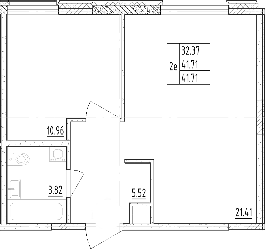 Планировка — Зум Черная Речка, 2-комн., 42 м²