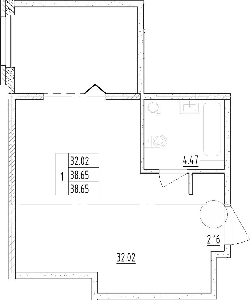 Планировка — Зум Черная Речка, Студия, 39 м²