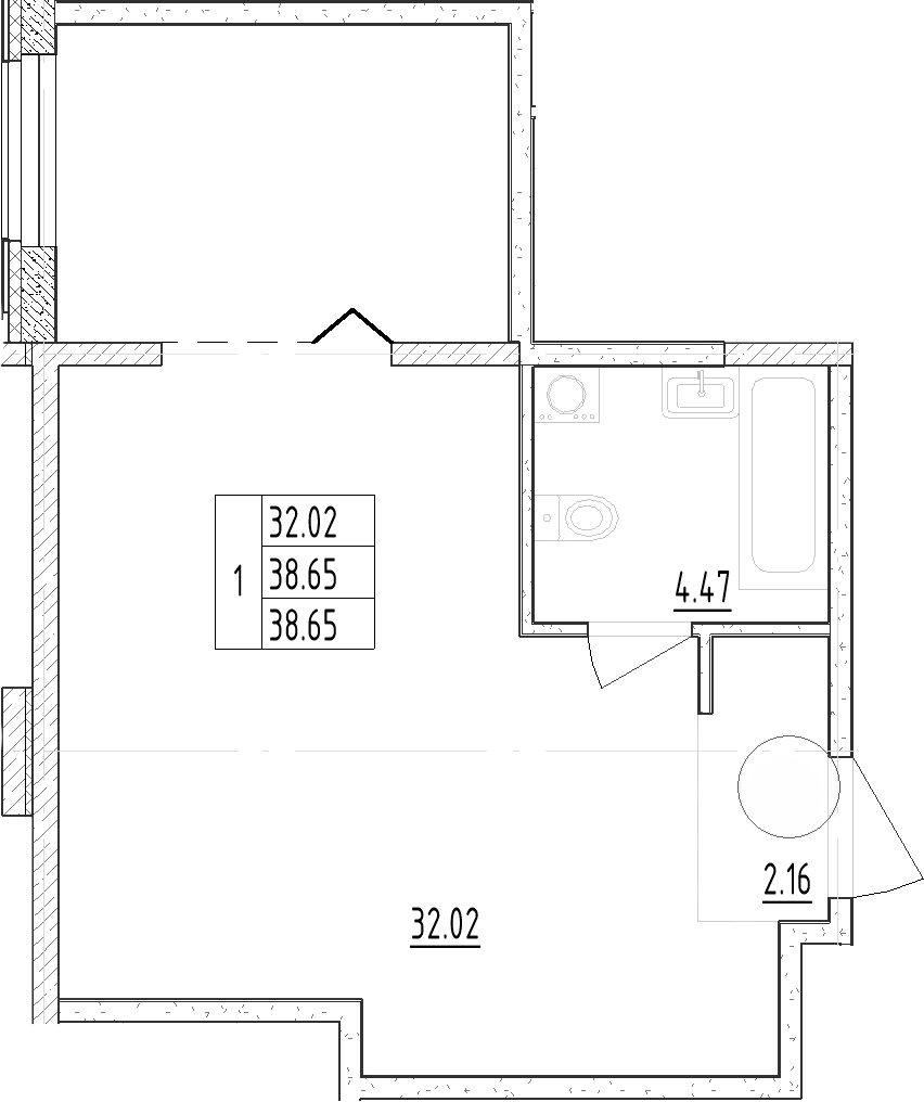 Планировка — Зум Черная Речка, Студия, 39 м²