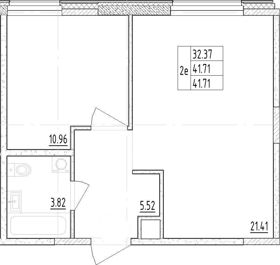 Планировка — Зум Черная Речка, 2-комн., 42 м²